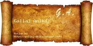 Gallaj Anikó névjegykártya